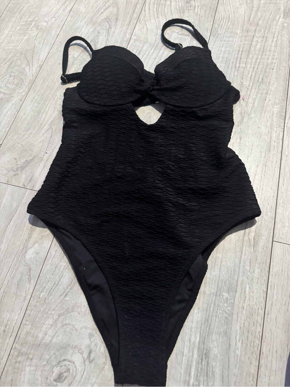 Victoria's Secret Black Textured One-Piece